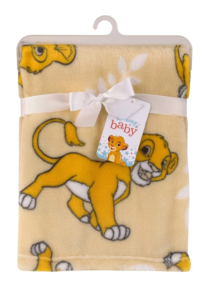 Disney Lion King Tan Beige And White Simba Super Soft Baby Blanket