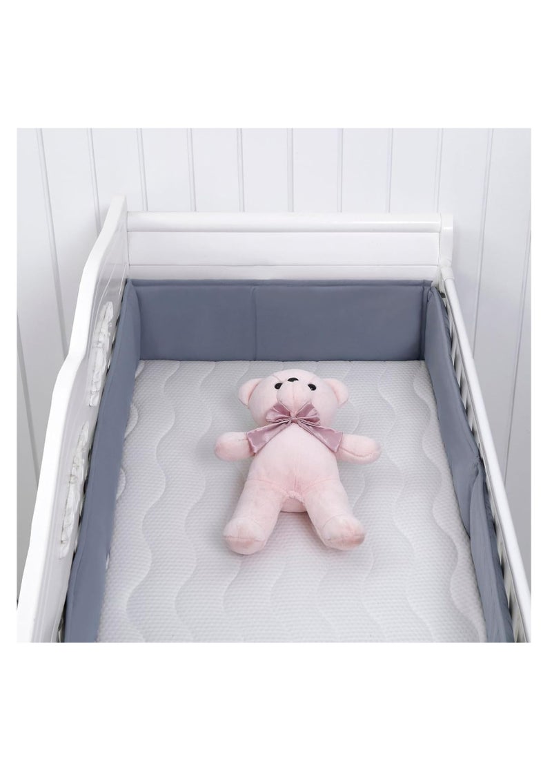 4Pcs Breathable Crib Bumper, Bed Guard for Toddlers, Breathable Mesh Cot Liner, Split Crib Protective Bumper, Portable Bed Rail with Handle, Anti-Collision Cotton Crib Liner, Soft Edge Protection