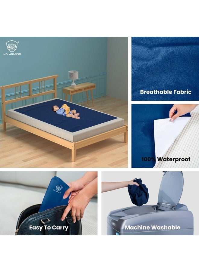 Quick Dry Waterproof Double Bed Protector Sheet - X-Large 140X200 Cm, Pack Of 1, Royal Blue