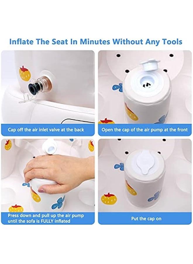 Durku Baby Inflatable Seat with Suction Cups for Babies 3 Months & Up, Baby Floor Seats for Sitting Up with Built in Air Pump, Blow Up Baby Chair for Infants (Pumpkin)