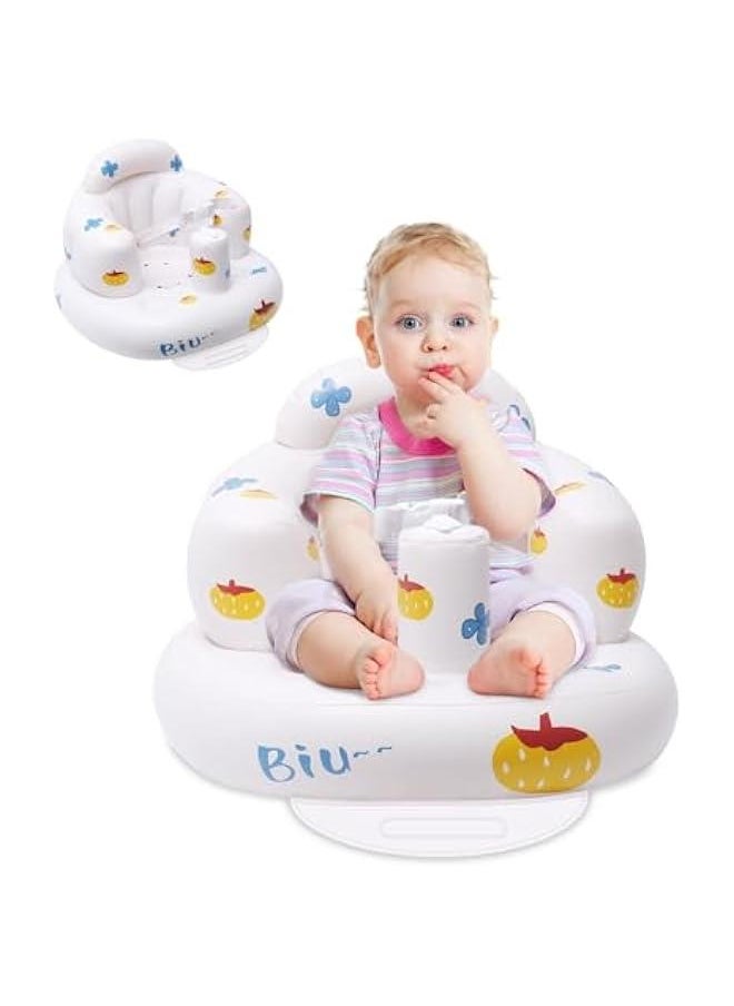 Durku Baby Inflatable Seat with Suction Cups for Babies 3 Months & Up, Baby Floor Seats for Sitting Up with Built in Air Pump, Blow Up Baby Chair for Infants (Pumpkin)
