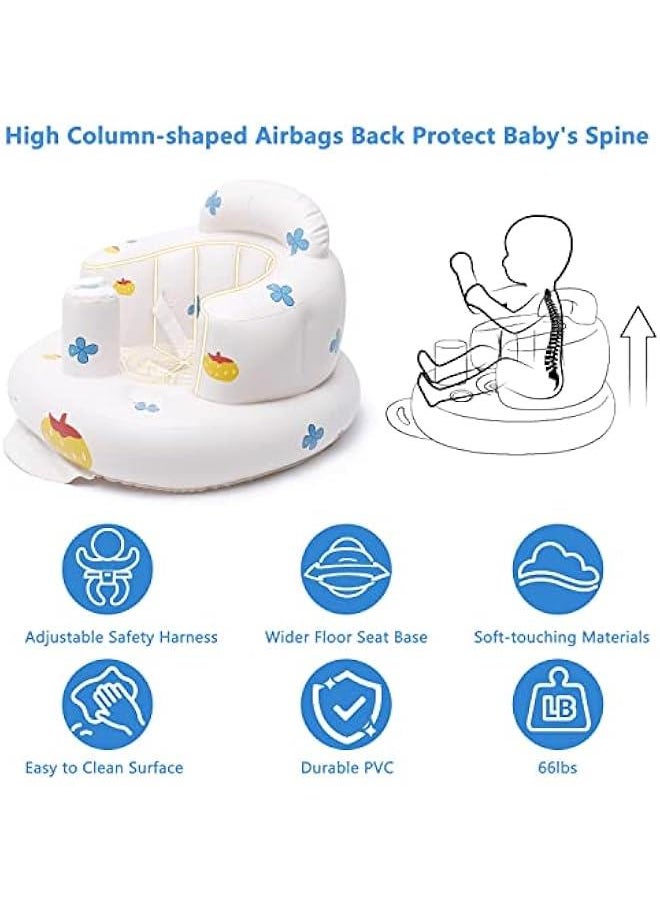 Durku Baby Inflatable Seat with Suction Cups for Babies 3 Months & Up, Baby Floor Seats for Sitting Up with Built in Air Pump, Blow Up Baby Chair for Infants (Pumpkin)