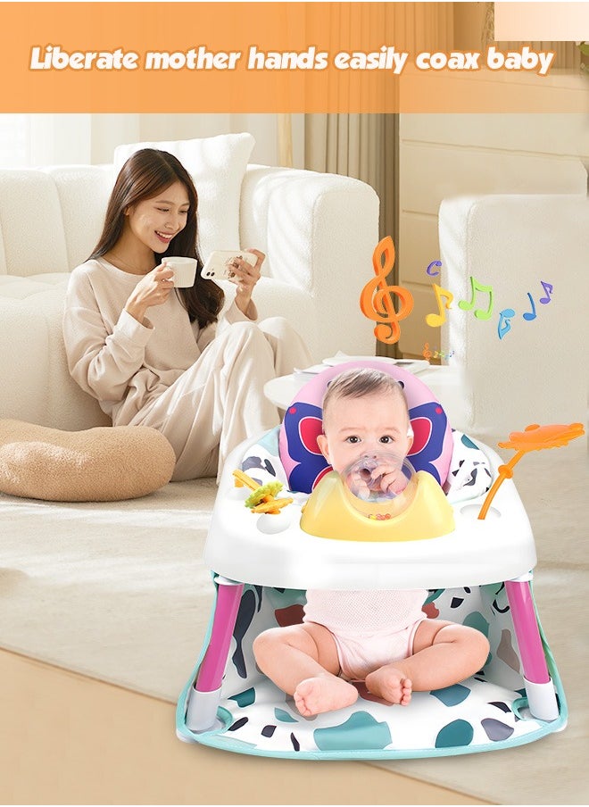 Portable Baby Sitting Support Baby Play Sit Me Up Floor Seat with Developmental Toys Activity Center Sit Up Infant Feeding Playing Learning Chair Baby Seat