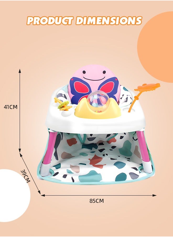 Portable Baby Sitting Support Baby Play Sit Me Up Floor Seat with Developmental Toys Activity Center Sit Up Infant Feeding Playing Learning Chair Baby Seat