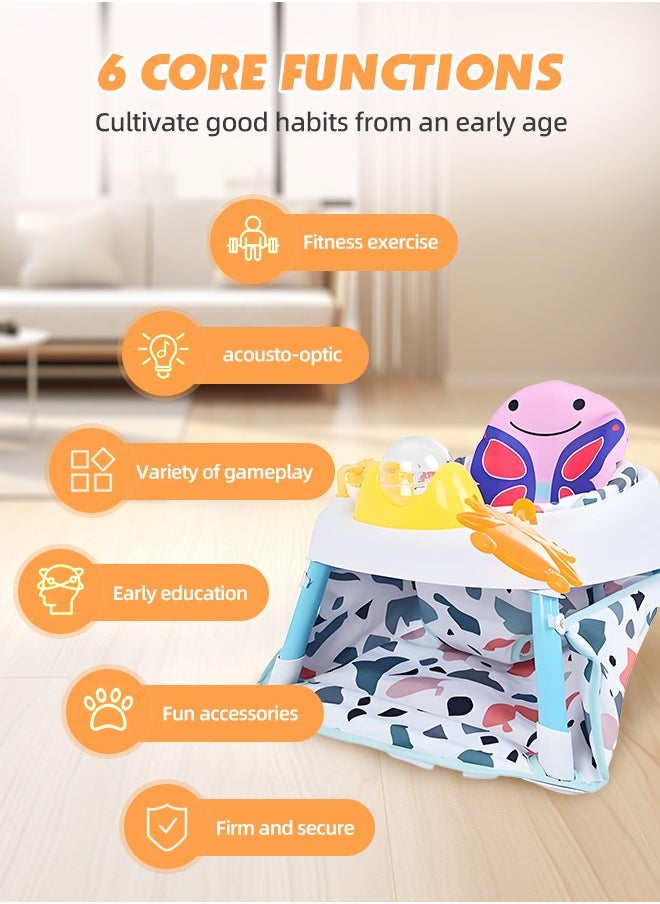 Portable Baby Sitting Support Baby Play Sit Me Up Floor Seat with Developmental Toys Activity Center Sit Up Infant Feeding Playing Learning Chair Baby Seat