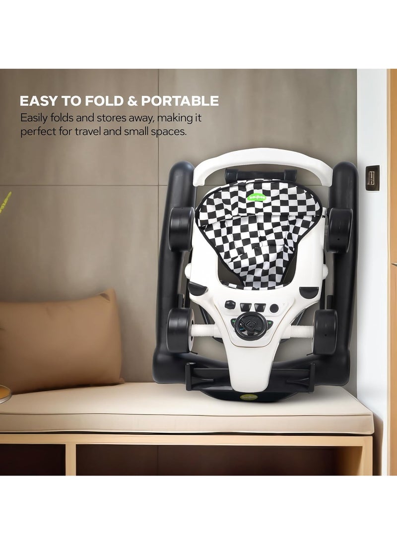 2 In 1 Baby Walker, Foldable Kids Walker With 3 Position Adjustable Height - White