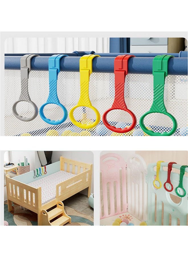 5pcs Walk Assistant Plastic Baby Crib Pull Rings for Baby Baby Pull Up Rings Cot Hanging Rings for Infant Baby Toddler Practice Tool (5 Color)