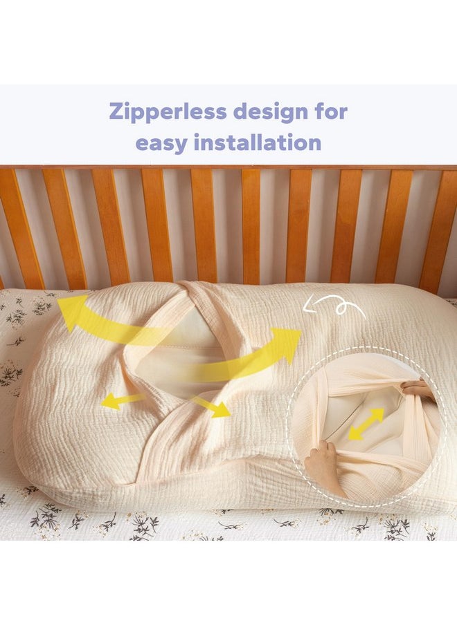 FUNUPUP Muslin Baby Lounger Cover Compatible with Snuggle Me Lounger, Infant Lounger Pillow Cover for Newborn, Removable Newborn Lounger Cover for Boys and Girls, Beige