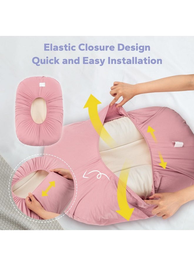 FUNUPUP Rayon Made from Bamboo Baby Lounger Cover Compatible with Snuggle Me Lounger, Infant Lounger Pillow Cover for Newborn, Removable Elastic Newborn Lounger Cover,Cover Only,Pink