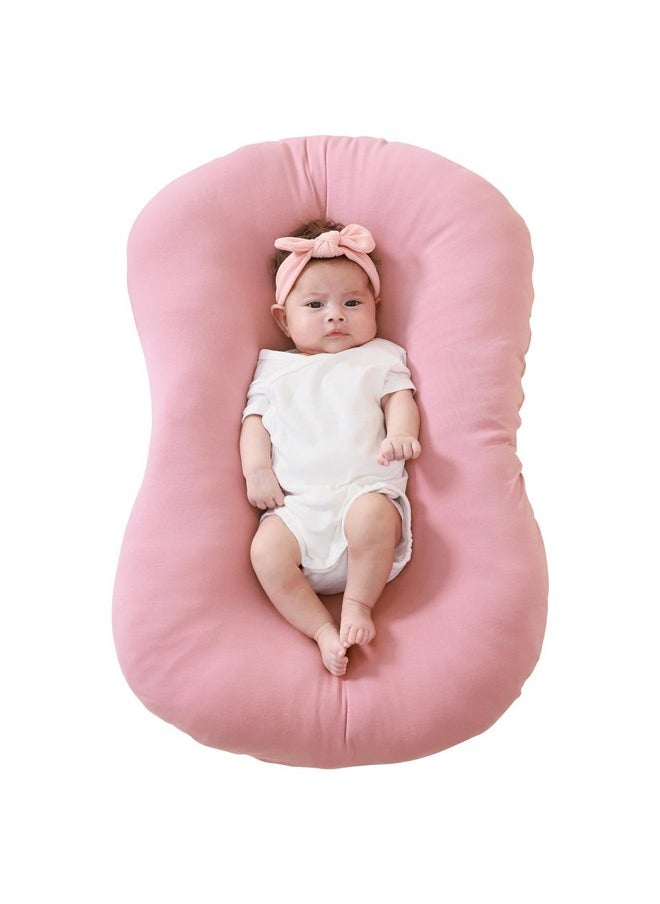FUNUPUP Rayon Made from Bamboo Baby Lounger Cover Compatible with Snuggle Me Lounger, Infant Lounger Pillow Cover for Newborn, Removable Elastic Newborn Lounger Cover,Cover Only,Pink