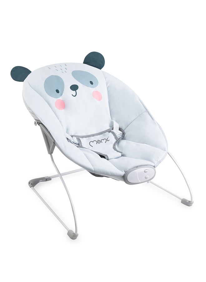 GLOSSY Lightweight Baby Recliner Bouncer, A Cute Panda Smiles, Sensory Unit with 8 Melodies Vibrations, 3point Safety Belt, Anti-slip pad for 0+ Months, Grey