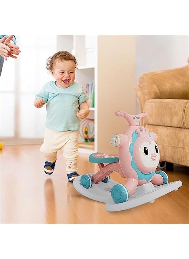 Baby Walker and Rocker, Learning Balance Walker, 4 in 1 Adjustable Walking Toy with Lights & Sounds –Multifunctional Activity walker and scooter| 8-30 Months Boys and Girls (Green) (Pink)