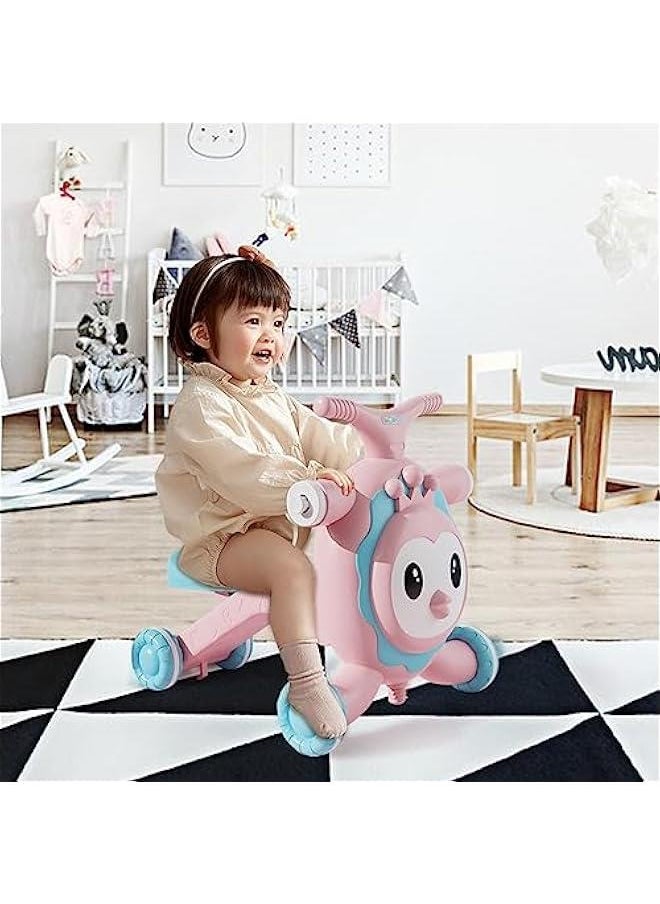 Baby Walker and Rocker, Learning Balance Walker, 4 in 1 Adjustable Walking Toy with Lights & Sounds –Multifunctional Activity walker and scooter| 8-30 Months Boys and Girls (Green) (Pink)