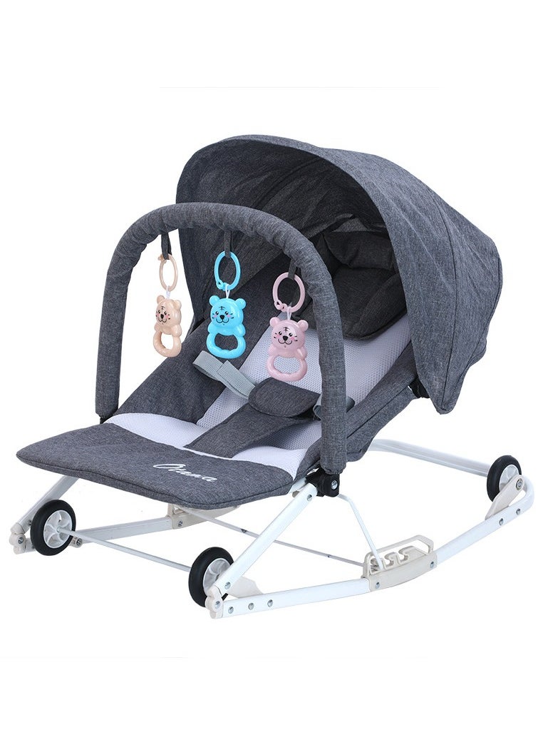 Foldable Baby Rocking Chair With Breathable Cushion And Can Be Strolled