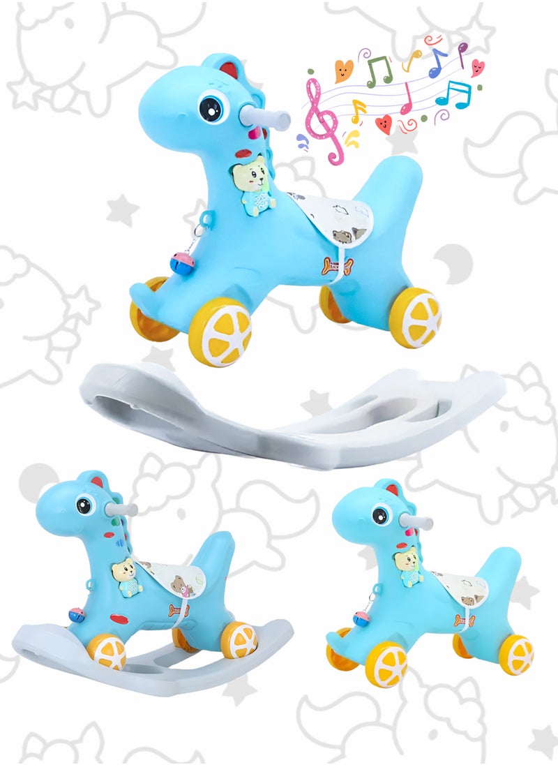 2-in-1 Baby Rocking Horse Ride & Scooter Toy Plastic Foot-to-Floor Ride On Swing for Kids Multipurpose Baby Toddler Rocking Chair Indoor Outdoor Nursery Playroom Rocking Chair