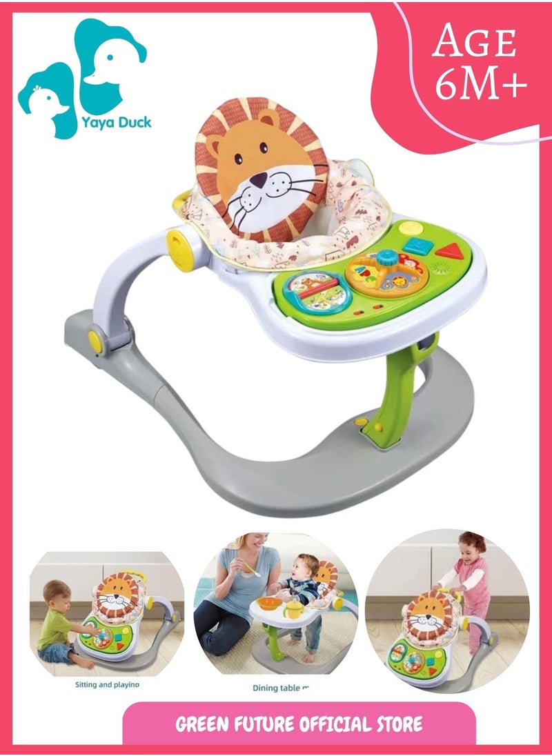 Baby Activity Walker with Wheels | Sit-to-Stand Infant Walker | Lion-Themed Interactive Learning Center for Babies 6-18 Months - Green