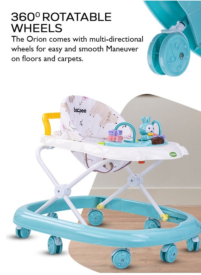 Zato Baby Walker for Kids, Foldable Kids Walker with 3 Position Adjustable Height & Musical Toy Bar Activity Walker for Toddlers Walker for Baby Boy Girl 6 to 18 Months Green