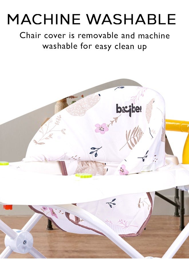 Baybee Zato Baby Walker for Kids, Foldable Kids Walker with 3 Position Adjustable Height & Musical Toy Bar Activity Walker for Toddlers Walker for Baby Boy Girl 6 to 18 Months Pink