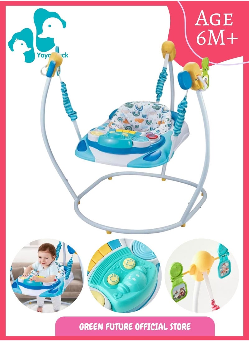 Baby Jumper and Bouncer with Musical Toys | Interactive Infant Activity Seat | Toddler Play Chair -Blue