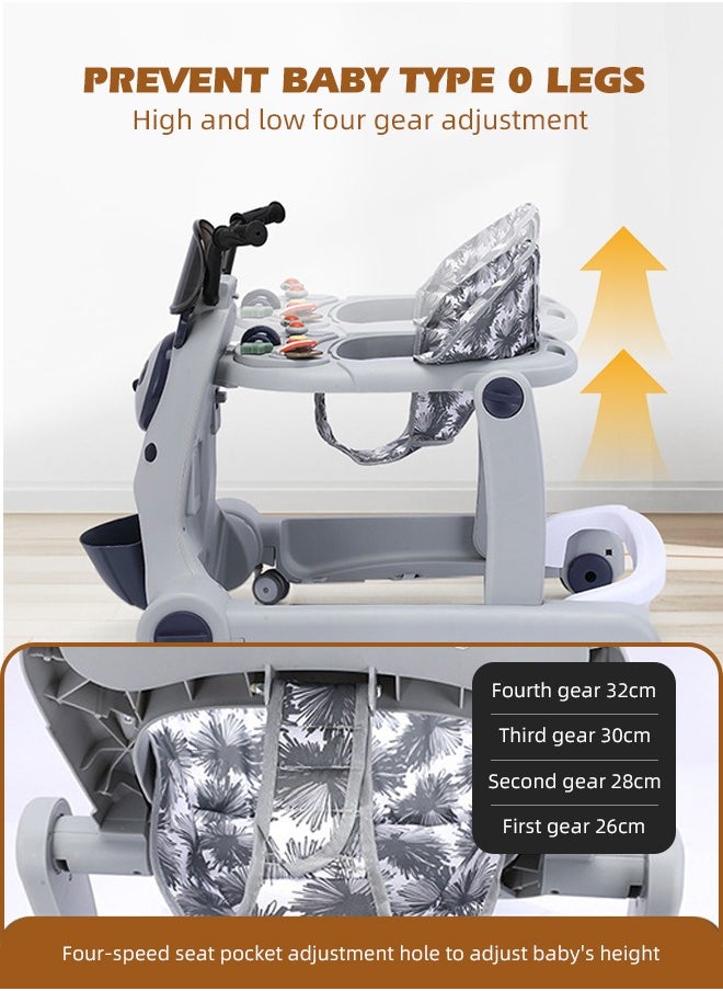 3 In 1 Anti Rollover Baby Walker Baby Push Walker for Girls and Boys Seated and Walk Behind Infant Walkers Foldable Baby Walker with Wheels Baby Activity Center with Height Adjustable For Toddler 6 to 24 Months