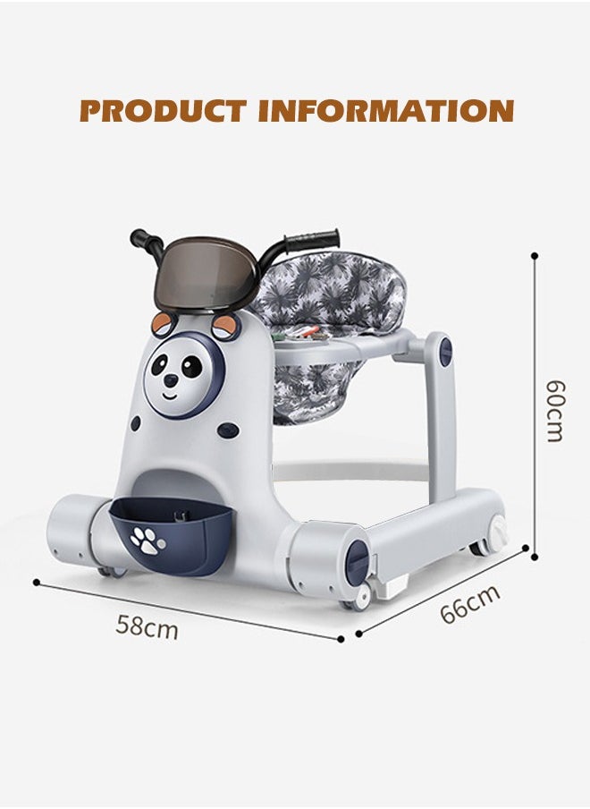 3 In 1 Anti Rollover Baby Walker Baby Push Walker for Girls and Boys Seated and Walk Behind Infant Walkers Foldable Baby Walker with Wheels Baby Activity Center with Height Adjustable For Toddler 6 to 24 Months