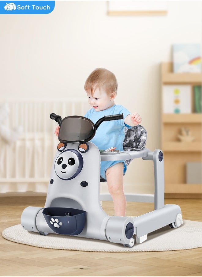 3 In 1 Anti Rollover Baby Walker Baby Push Walker for Girls and Boys Seated and Walk Behind Infant Walkers Foldable Baby Walker with Wheels Baby Activity Center with Height Adjustable For Toddler 6 to 24 Months