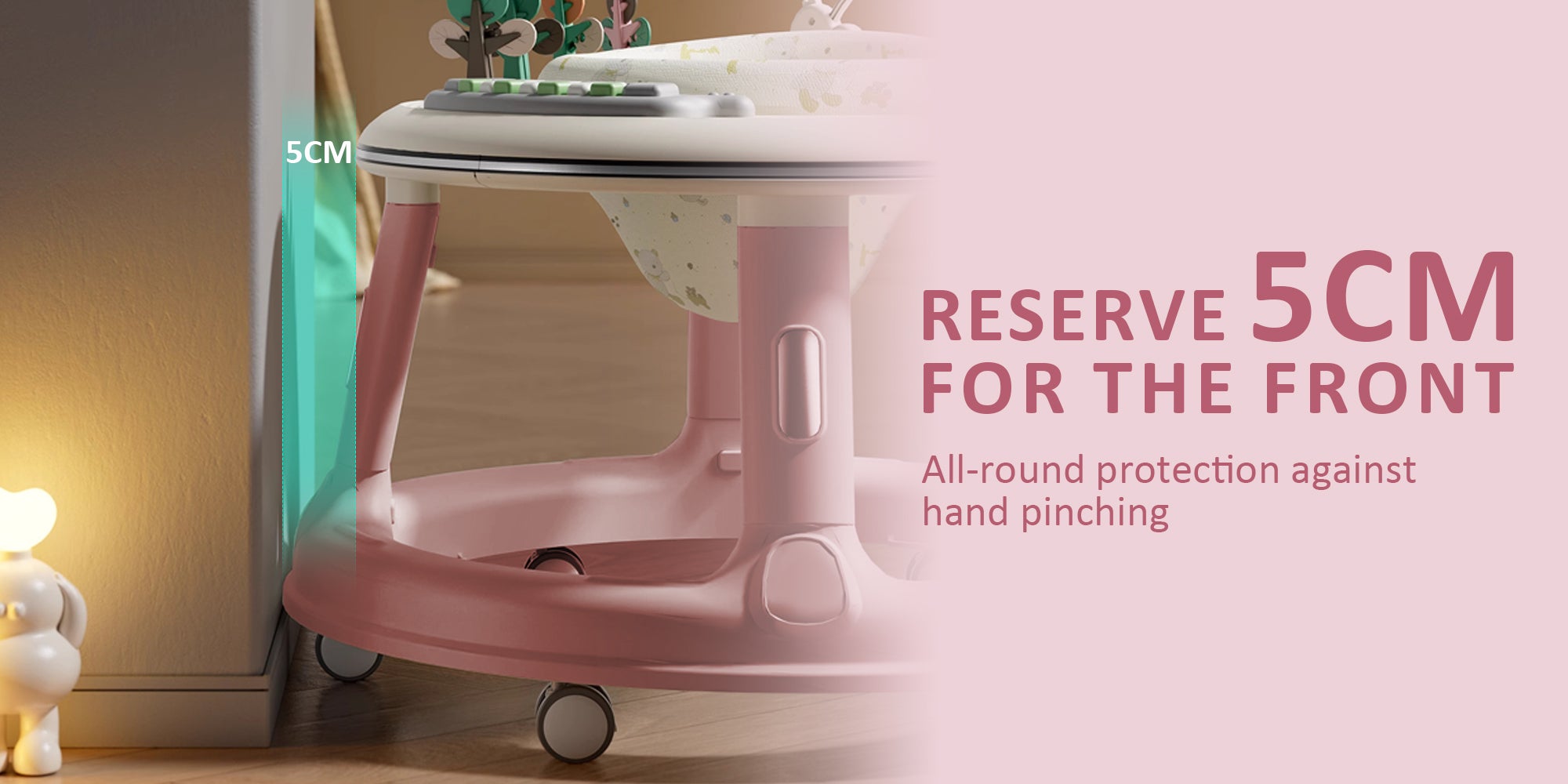 5 In 1 Walker Baby Boy Girl 6 to 24 Months Foldable Baby Walker with Wheels Sit to Stand Baby Activity Center for Toddler Infant with Foot Pads Baby Standing Walker with Bouncer Learning Stroller Mode