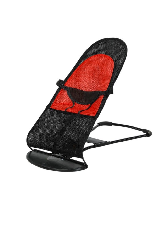 Newborn Baby Bounce Chair, Multifunctional Baby Soothing Chair, Safe Bounce Baby Rocking Chair, Lightweight And Portable Child Cradle, (1pc, Double Mesh, Black And Red, Design 1)