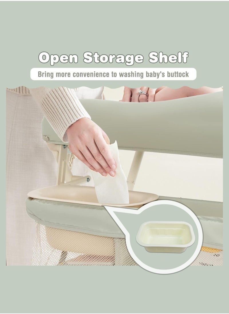 Foldable Baby Changing Table with Wheels, Adjustable Heights, Waterproof Oxford Cloth, Portable Nursery Organizer with Storage Rack – Durable, Space-Saving Diaper Changing Station for Newborns and Infants, Multi-Functional, Sturdy Frame, Adjustable Height, Easy to Clean, Lockable Wheels, Baby Massage Table, Safe & Comfortable Changing Surface