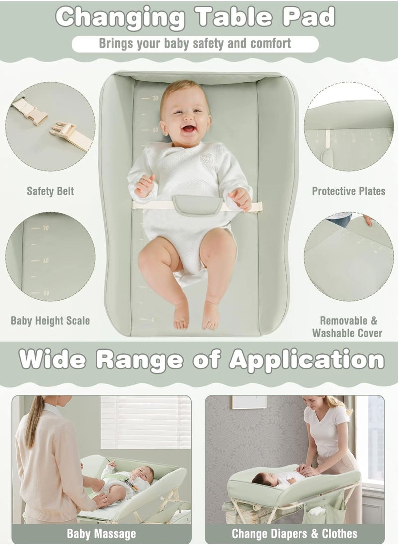 Foldable Baby Changing Table with Wheels, Adjustable Heights, Waterproof Oxford Cloth, Portable Nursery Organizer with Storage Rack – Durable, Space-Saving Diaper Changing Station for Newborns and Infants, Multi-Functional, Sturdy Frame, Adjustable Height, Easy to Clean, Lockable Wheels, Baby Massage Table, Safe & Comfortable Changing Surface