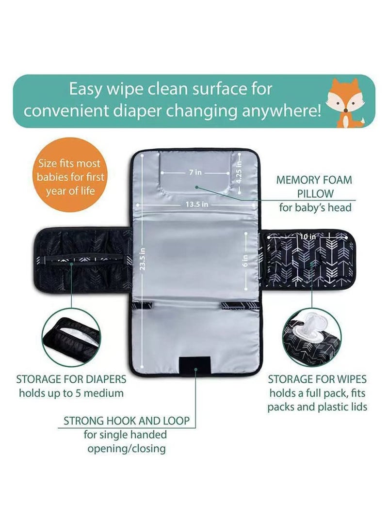 SYOSI, Portable Nappy Changing Mat with Pockets, Waterproof Foldable Infant Baby Changing Pad Baby Changing Pad Station