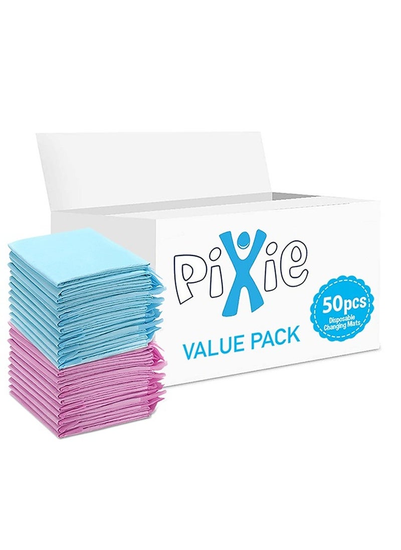 Disposable Changing Mats, 50 Counts, Soft Waterproof Mat, Portable Leak Proof Changing Mat, New Mom Leak-Proof Under pad, Mattress Table Protector Pad