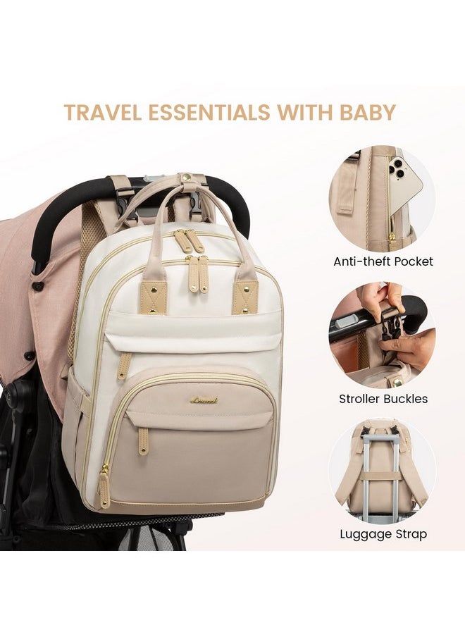 LOVEVOOK Diaper Bag Backpack, Baby Bag with Changing Pad, Large Diaper Backpack Boy Girl, Waterproof Baby Registry Bag for Mom Dad with Stroller Buckles, Beige-khaki
