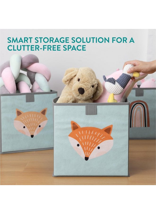 Navaris Kids Storage Cubes Set of 3 - Kids Cube Fabric Organizer Storage Bins - Foldable Cloth Cube for Childrens Bedroom Baby Nursery - Book Toy Bin Cubby Storage - Green