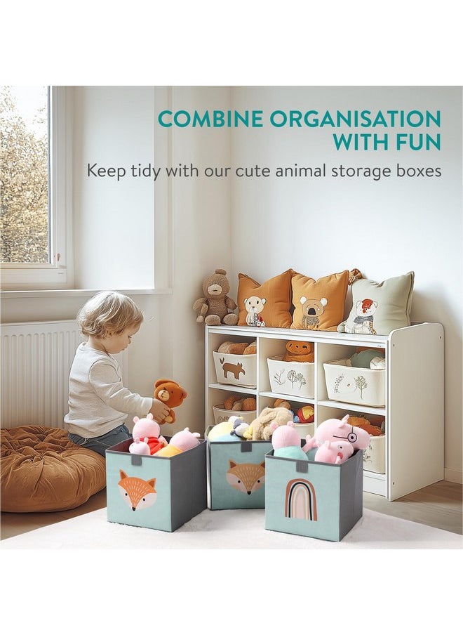 Navaris Kids Storage Cubes Set of 3 - Kids Cube Fabric Organizer Storage Bins - Foldable Cloth Cube for Childrens Bedroom Baby Nursery - Book Toy Bin Cubby Storage - Green
