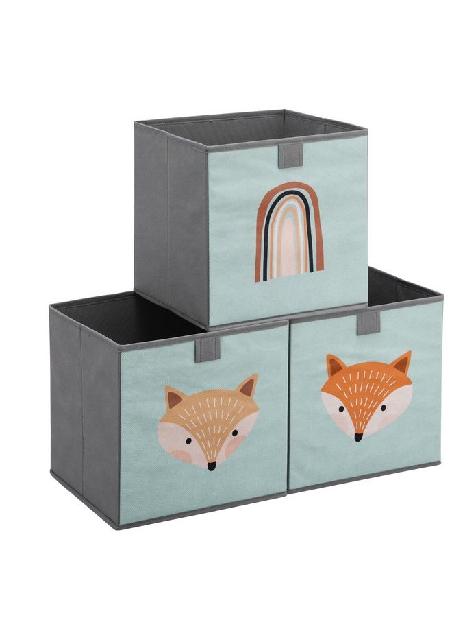 Navaris Kids Storage Cubes Set of 3 - Kids Cube Fabric Organizer Storage Bins - Foldable Cloth Cube for Childrens Bedroom Baby Nursery - Book Toy Bin Cubby Storage - Green