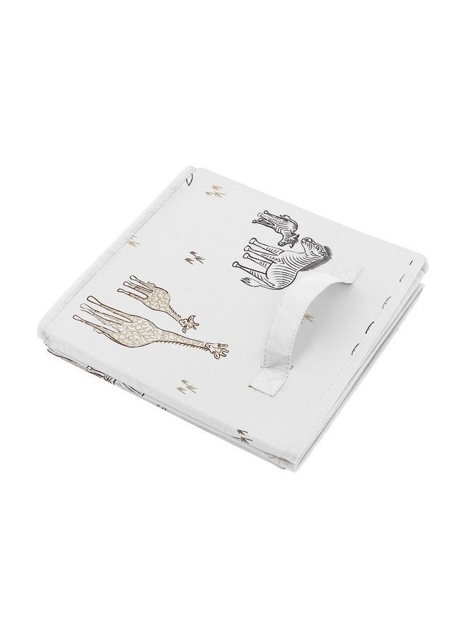Sweet Jojo Designs Jungle Safari Animals Foldable Fabric Storage Cube Bins Boxes Organizer Toys Baby Taupe Black and White Gender Neutral Elephant Giraffe Wildlife Adventure Zebra Serengeti - Set of 2