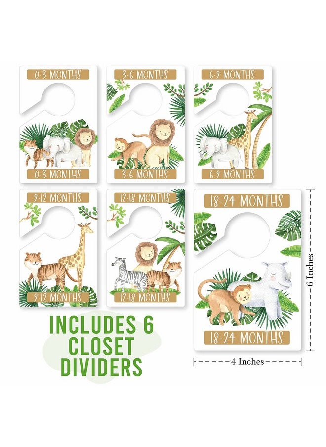 6 Hanger Dividers Baby Closet Size Dividers - Safari Baby Closet Dividers, Baby Closet Organizer For Nursery Organization, Baby Essentials For Newborn Essentials, Nursery Closet Dividers Girl or Boy