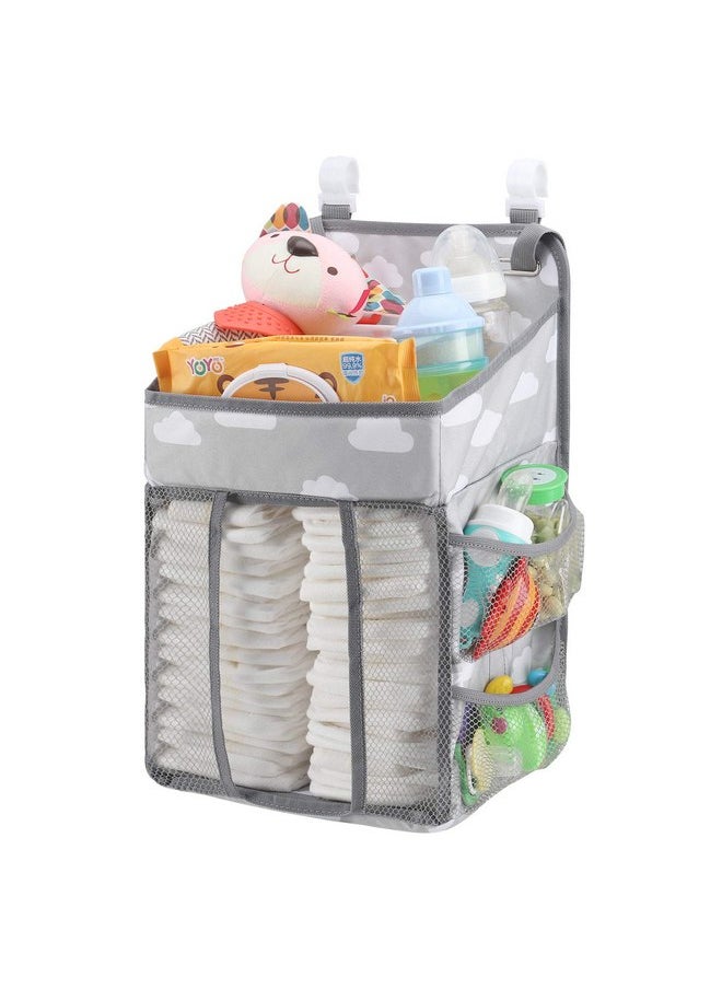 Accmor Hanging Baby Diaper Caddy Organizer, Diaper Stacker, Baby Crib Hanging Classified Storage Bag Organizer for Changing Table, Crib, Playard or Wall & Nursery Organization, Grey Cloud