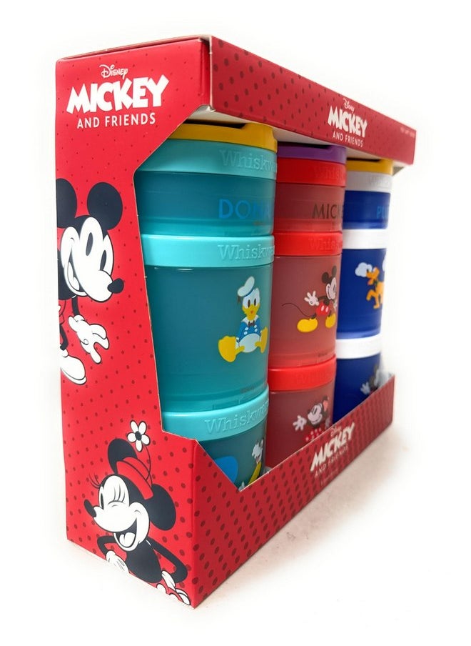 Whiskware Portable Stackable Snack Containers for Kids, Mickey and Friends 3 Pack Snack Stacks Set, Great For School or Travel!, Normal, Red, 1591321