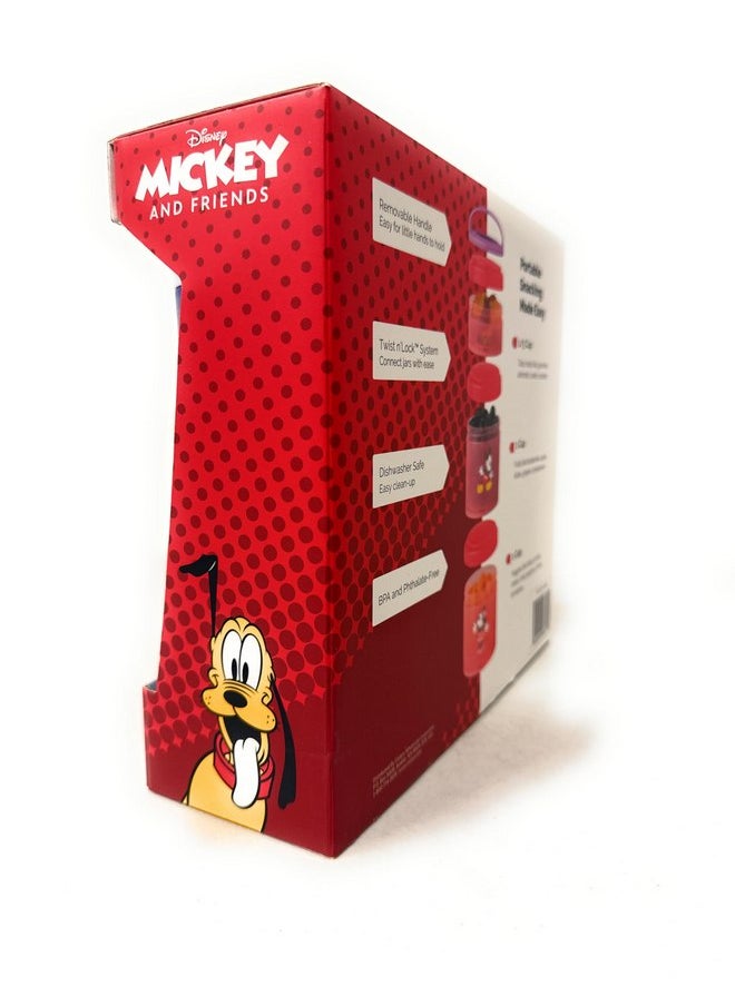 Whiskware Portable Stackable Snack Containers for Kids, Mickey and Friends 3 Pack Snack Stacks Set, Great For School or Travel!, Normal, Red, 1591321