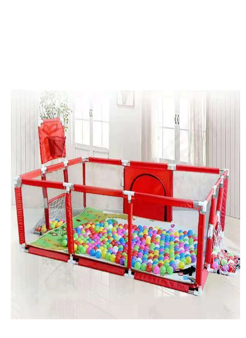 Large Baby Playpen with Safety Mesh, Indoor Ball Pit Area, Children Fence Play Area Red