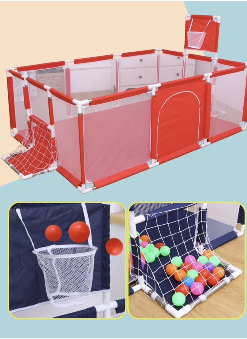 Large Baby Playpen with Safety Mesh, Indoor Ball Pit Area, Children Fence Play Area Red