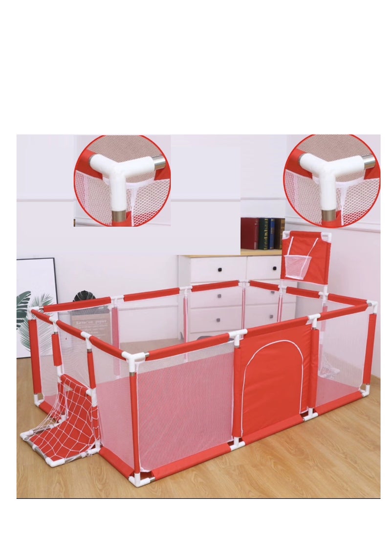 Large Baby Playpen with Safety Mesh, Indoor Ball Pit Area, Children Fence Play Area Red