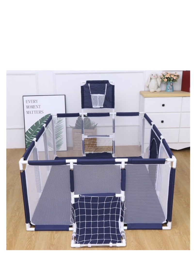 Large Baby Playpen with Safety Mesh, Indoor Ball Pit Area, Children's Fence Play Area Blue