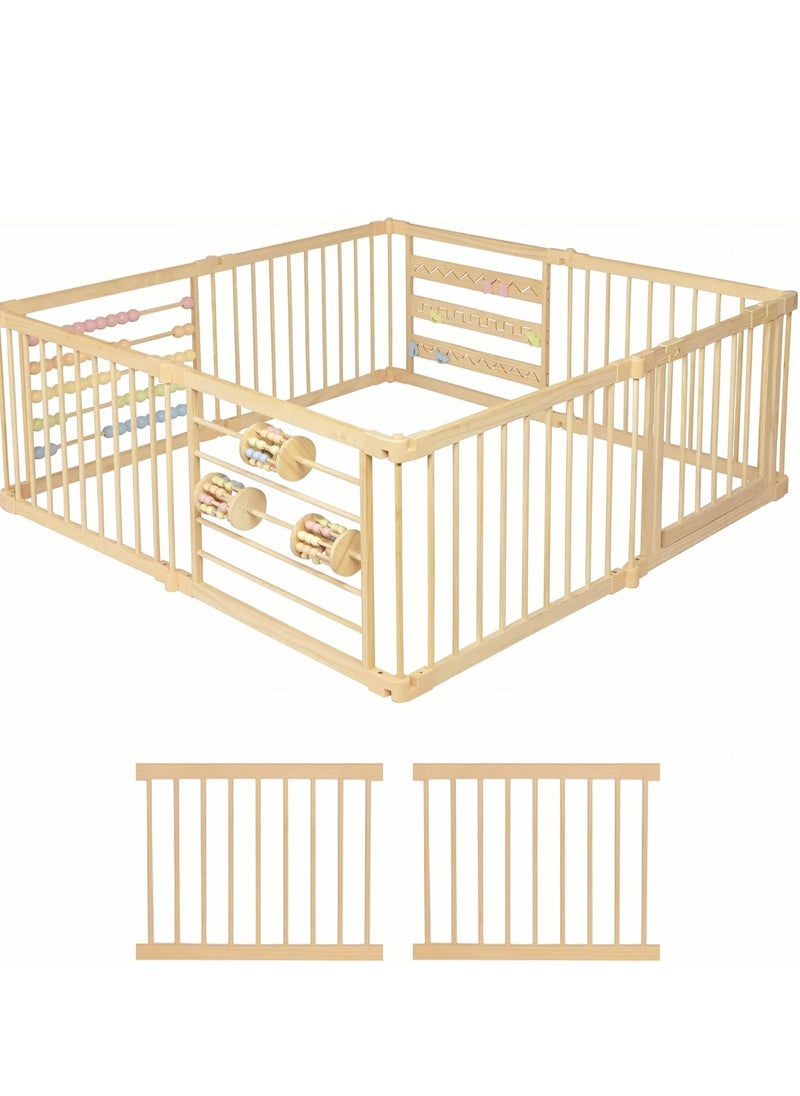 BABY Wooden Playpen Extra Large for toddlers and babies - (8/10) Wood Playpen panels - Foldable playpen - Adjustable playpen - Wooden foldable playpen - Extra large playpen, Baby play gate.