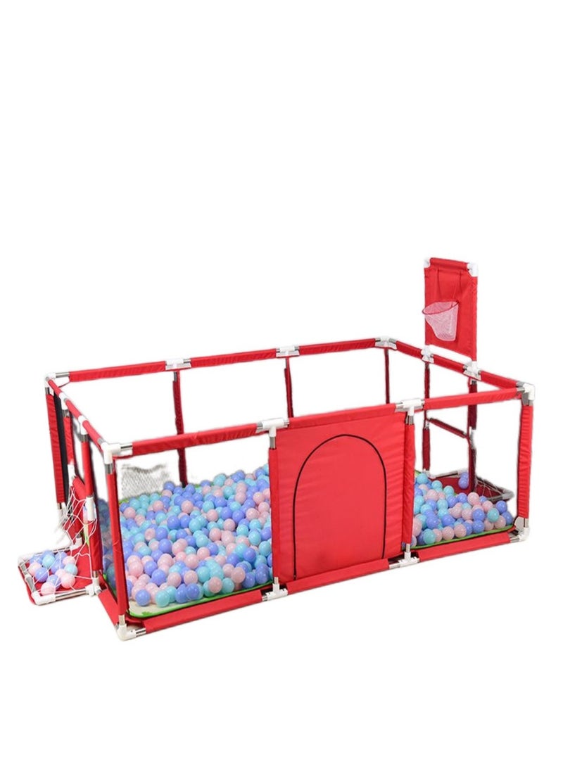 Large Baby Playpen with Safety Mesh, Indoor Ball Pit Area, Children Fence Play Area Red