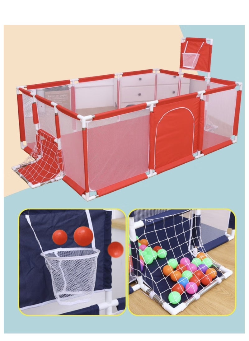 Large Baby Playpen with Safety Mesh, Indoor Ball Pit Area, Children Fence Play Area Red