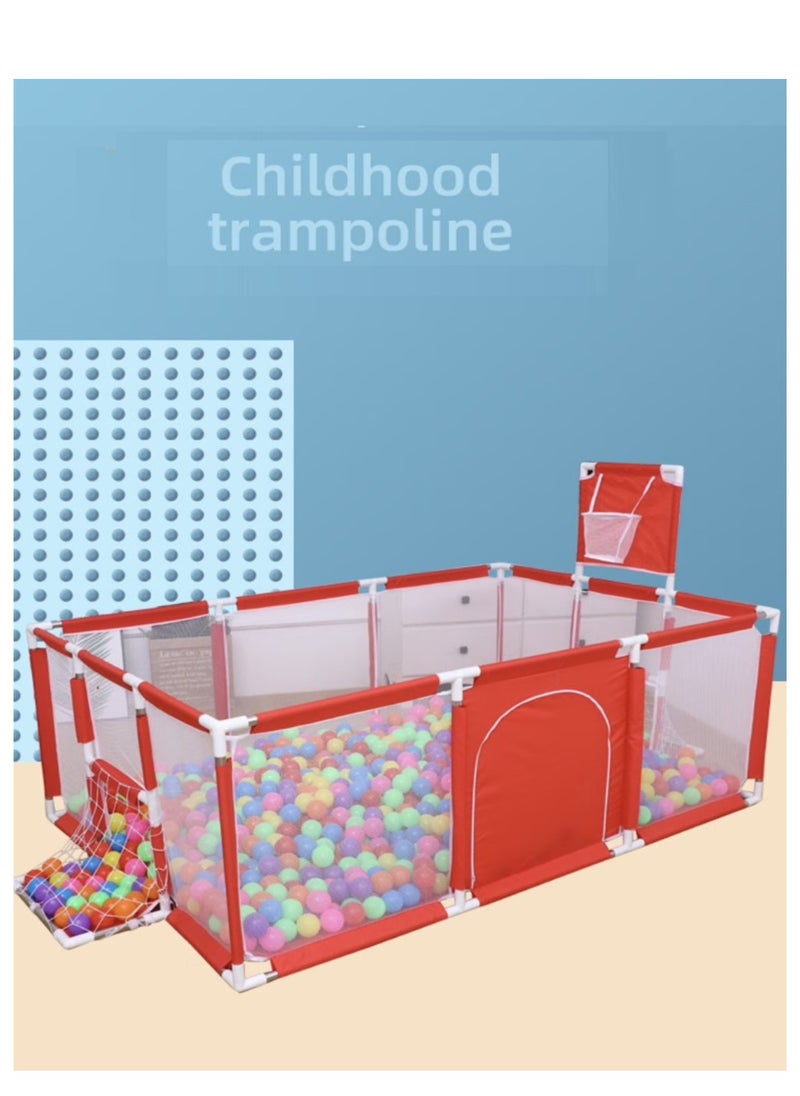 Large Baby Playpen with Safety Mesh, Indoor Ball Pit Area, Children Fence Play Area Red