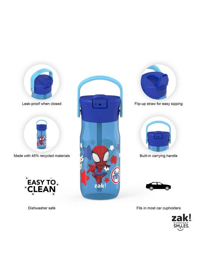 Zak Designs Harmony Marvel Spider-Man Water Bottle for Travel or At Home, 18oz Recycled Plastic is Leak-Proof When Closed with Straw Lid and Carry Handle, 2-Pack (Spidey and His Amazing Friends)